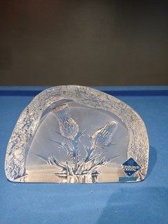 Retro Edinburgh Distel Kristallglas Briefbeschwerer. Mit Etikett.