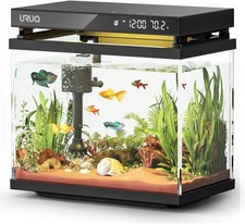 Fish Tank Smart Aquarium Kit: 2 Gallon UHD Glass Silent Water Pump Self Clean...