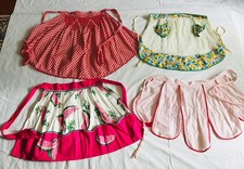 4 Vintage Women's Half Hostess Apron Lot Gingham Rick Rack dot Gingham