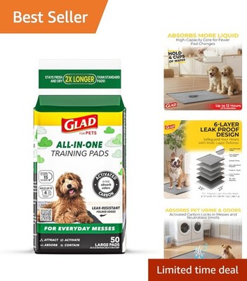 50 Pack of Charcoal Puppy Training Pads - Odor Neutralizing & Leak-Resistant