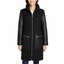 Marc New York Women's M Jacket Black Faux Fur Leather c0346