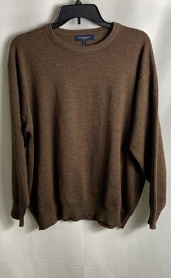 Burberry London Women's Brown Crewneck Sweater Embroidered Knight Logo Sz 8