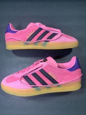 Adidas Gazelle Womens Pink Black Blue Suede Sneakers Shoe Size 7.5