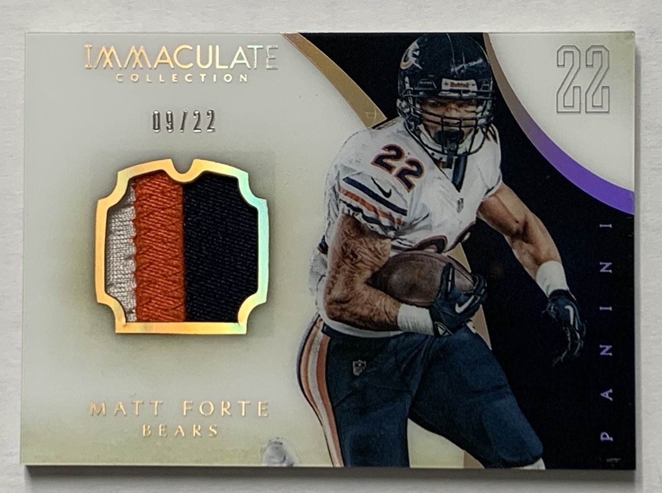 2014 Panini Immaculate Matt Forte 3 Color Game Used Patch 9/22! Chicago Bears