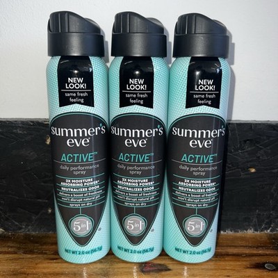 Summer's Eve Active Freshening Spray - Absorbs Moisture 2 Oz Each (3 PACK)