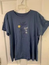 NEW Life Is Good Women's XXL Crusher T-Shirt Short Sleeves Blue Sand By Me