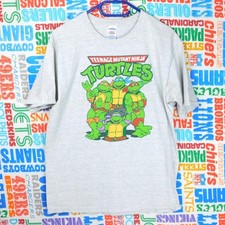 Vintage Teenage Mutant Ninja Turtles Cartoon Graphic T Shirt Size L Gray 90s Y2K