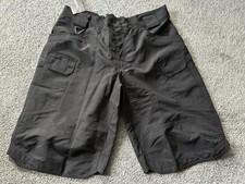 Men's Black Cargo Leg Pockets Elastic Waist Cotton Shorts Size XL