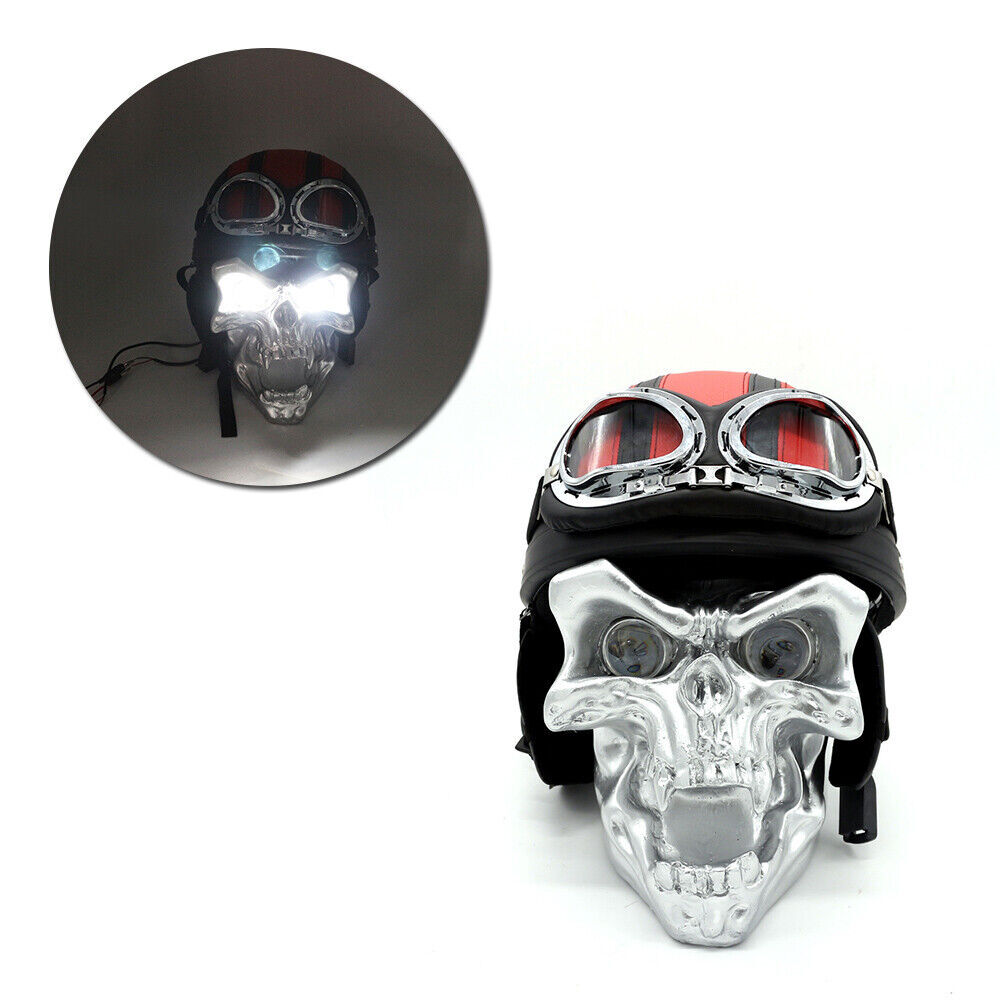 Skull Headlight Head Lamp Fits for Suzuki Motorcycle Choppers Cruiser