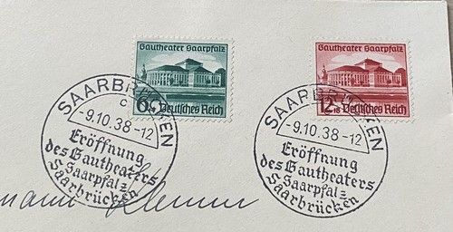 Sammlerstück FDC Deutsches Reich mit Mi 673 - 674,Eröffnung Gautheater Saarpfalz - Bild 2 von 3