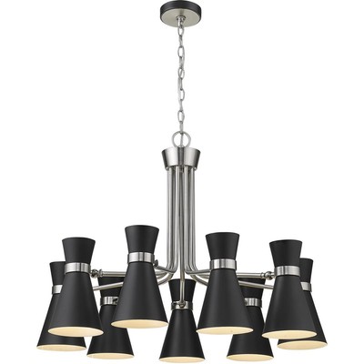 Z-Lite 728-9MB-BN Soriano Chandelier Matte Black and Brushed Nickel