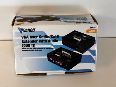 Vanco VGA over Cat5e/Cat6 Extender with Audio 500 ft 280544 Computer TV monitor