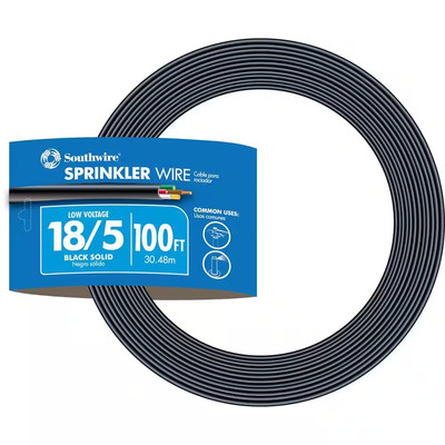 100 Ft. 18/5 Black Solid UL Burial Sprinkler System Wire