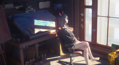 Anime girls digital art artwork portrait 2d z Play Gaming Mat Desk