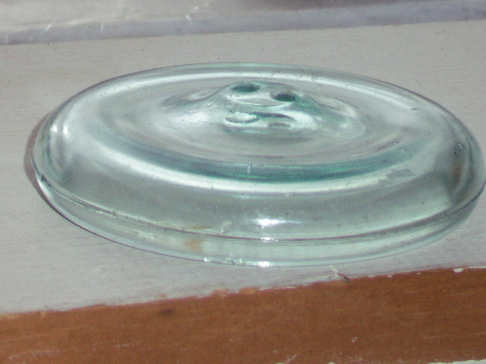 Blue Odd shaped, standard size ?  Glass bail top canning Jar lid 