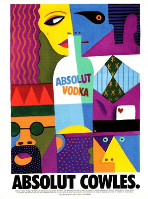 ABSOLUT COWLES VODKA  AD 1997 VERY RARE OUT OF PRINT