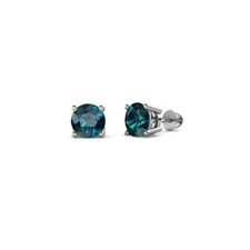 Blue Diamond 4mm Four Prong Solitaire Stud Earrings 1/2 ctw 14K Gold JP:63493