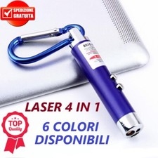 PUNTATORE LASER ROSSO 100MT RAGGIO TORCIA LED 4 IN 1 GIOCO GATTO PORTATILE SOS