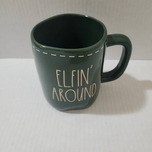 Rae Dunn by Magenta "Elfin' Around" Christmas Holiday Coffee Mug Green
