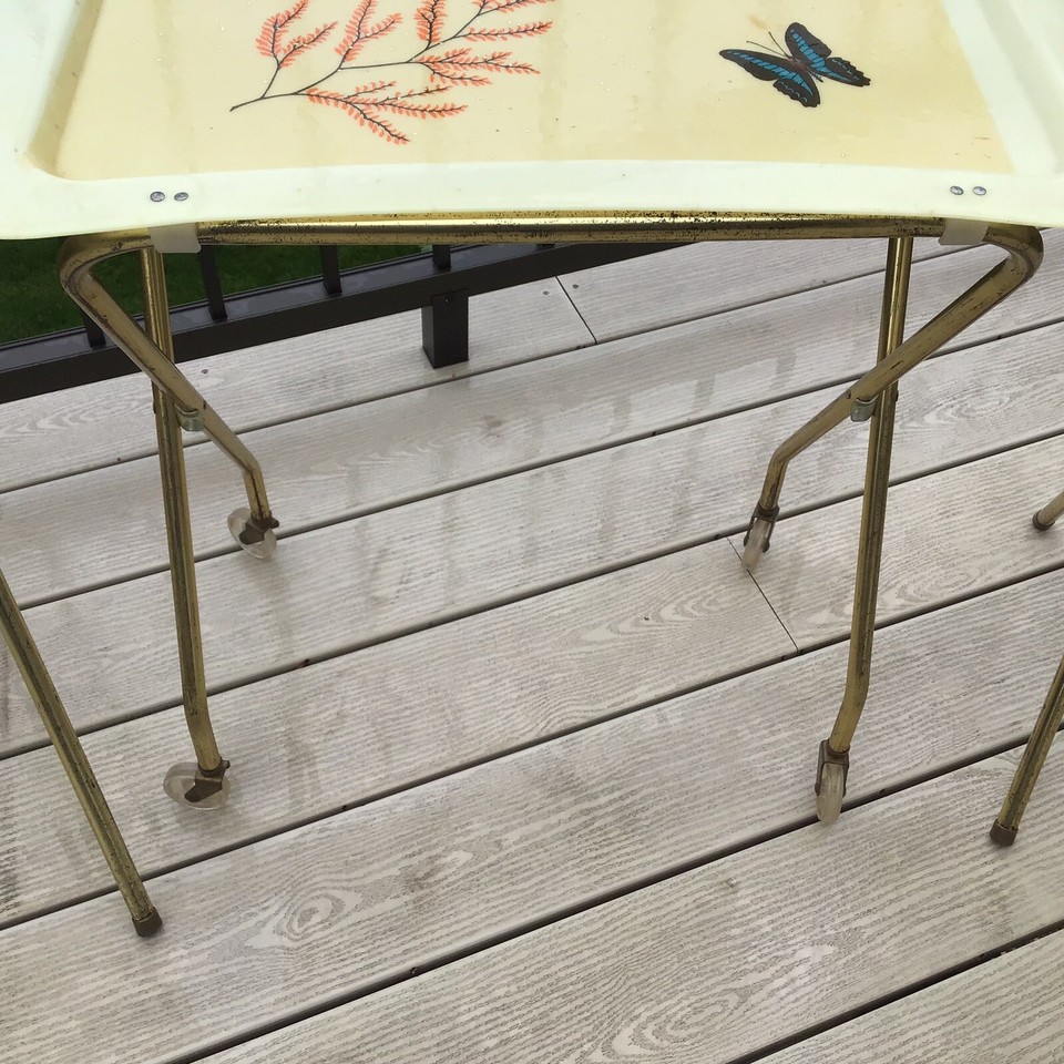 Vintage Butterfly TV Trays 1960s Fiberglass Metal Folding Tables MCM Set of 4 eBay