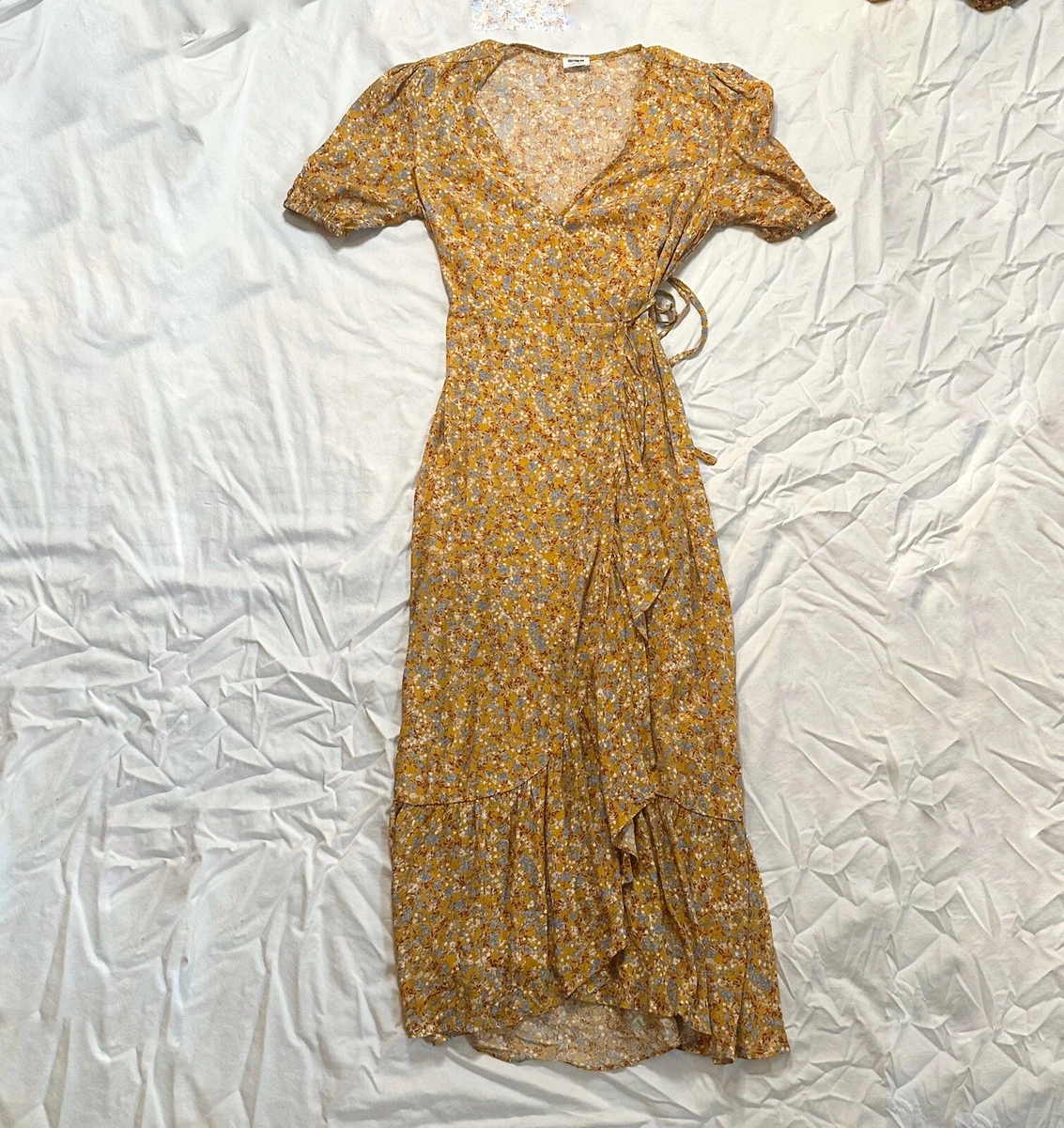 Cotton on top floral wrap dress