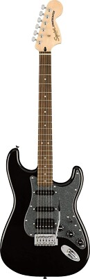 Squier Affinity Strat Black by Fender guitar- new LUTHIER SET UP w