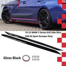 Fit BMW 3 Series G20 2019-2023 M Sport Bumper MP Style Glossy Black Side Skirts