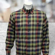 Orvis Signature Twill Multi Color Checkered Button Down Long Sleeve Shirt  Large