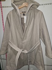 New Look Womens *new* Biege Hooded Overcoat Size 16 Express Shipping