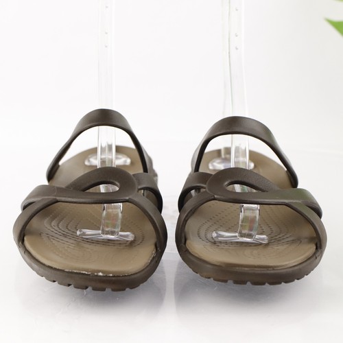 Crocs Womens Meleen Sandal Size 11 Brown Strappy Slide Flip Flop Pool Beach Shoe - 第 3/13 張圖片