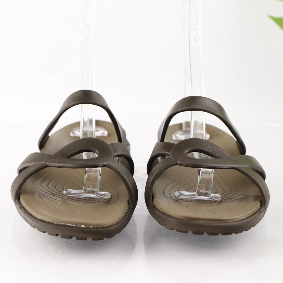 Sandalia Crocs Meleen para mujer talla 11 marrón con tiras deslizable chanclas piscina zapato de playa Foto 3 de 4