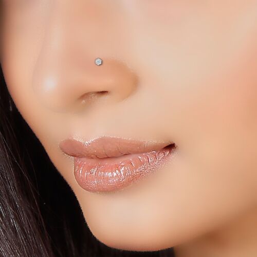 0.10 Carats Natural Diamond 925 Sterling Silver Classic Women Floral Nose Ring - Bild 3 von 6