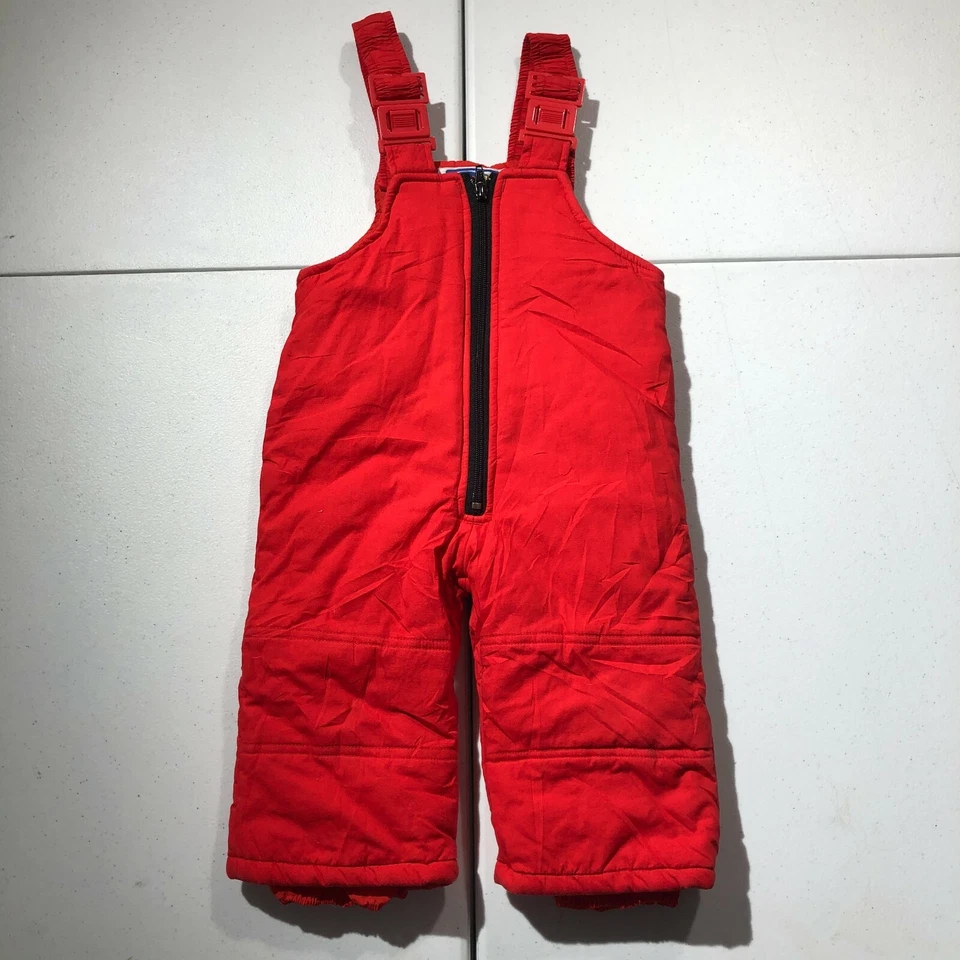 Vintage Bon Jour Kids Toddler Jumper Snowsuit Suspenders Red Unisex 12 Months - Image 2 of 4