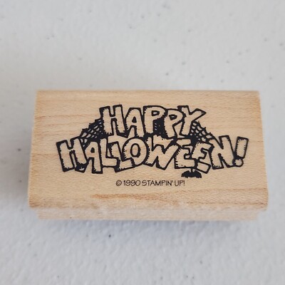 Vtg 1990 Stampin Up Happy Halloween! Spider Web Holiday Rubber Stamp ...