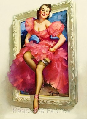 Pin Up Lady Stepping Out Crazy Quilt Block Multi Sizes