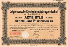 Ostpreussische Kleinbahnen-Aktiengesellschaft, K&ouml;nigsberg, Kaliningrad - Aktie -