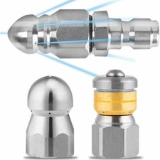 3pcs Sewer Jetter Rotary Nozzle 1/4 Pressure Washer Hose Quick Connector Kit