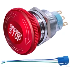 Metal emergency stop Rotary put push-lock 22mm Emergency stop button switch 12V