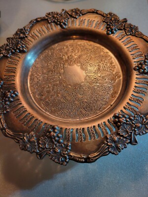 Vintage Sheffield Reproduction Silver Plated Plate with Crystal