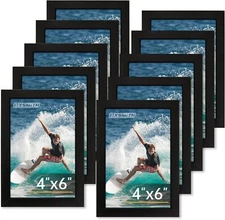 FIXSMITH 4x6 Picture Frame Set of 10, 4x6 Photo Frames Bulk with HD Plexiglas...