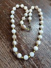 Antique Art Deco Carved 7mm Round Beaded Bead Agate Necklace White 15.5" — photo 1