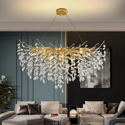 Modern Branch K9 Crystal Pendant Light,Large Luxury Raindrop Pendant Light