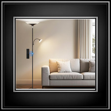 Dimmable 2-in-1 Torchiere Floor Lamp with Remote, Adjustable Brightness, Modern