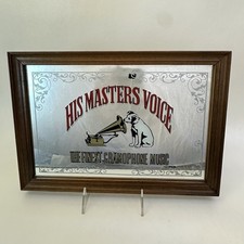 Victor His Masters Voice Nipper Dog Advertising Mirror Sign England Rare RCA