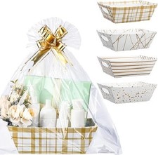 26 Pcs Baskets for Gifts Empty Set Include 8 Sturdy Cardboard Gift Basket wit...