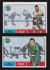 2 OAKLAND SEALS LOT 1968-69 TOPPS #86 BILL HICKE #84 GERRY EHMAN VG-EX & EX (MC)
