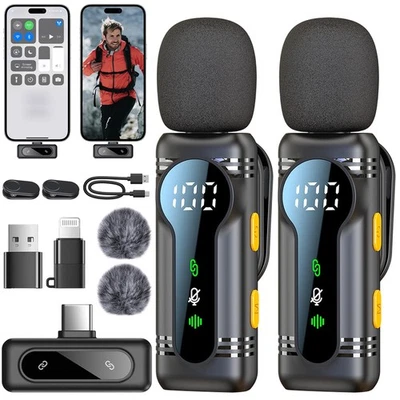 MARKENLOS Lavalier Mikrofon Kabellos Mini Ansteckmikrofon Wireless USB C Handy Microphone