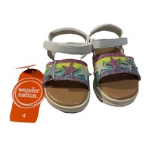 Wonder Nation Toddler Glitter Star Sandals - Multicolor Girls Size 4 New