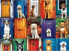 500 Piece Jigsaw Puzzle for Adults   Cute Dogs and Doors Design, Dog Puzzles for