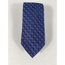 Kenneth Cole Reaction Tie Mens One Size Blue Geometric Silk Blend Dress Neckwear